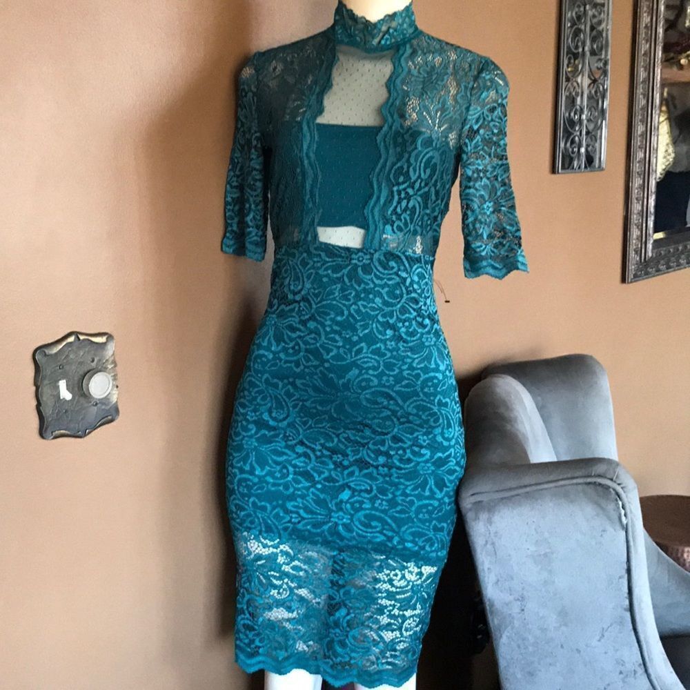 Beautiful Teal Lace Cocktail  Dress by Express 0